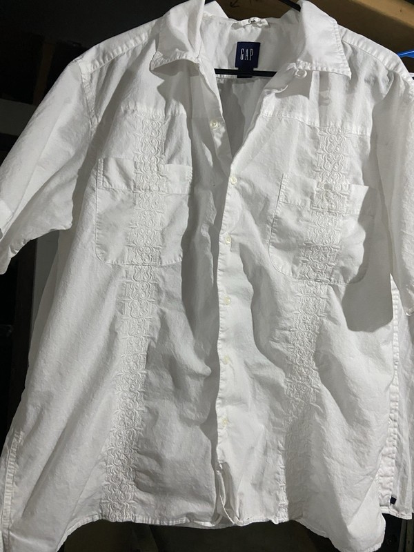 Gap Men’s Button Up Summer Party Shirt White Large L Hawaii Island Style