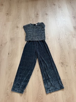 Zara Sequin Teal Velvet Jumpsuit Sz. 10Y