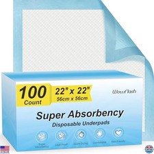100 Count 22"x22" Super Absorbent Disposable Underpads for Pets  Adults