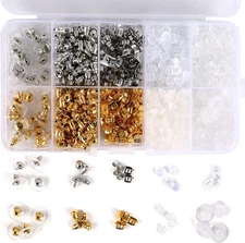 1040pcs Earring Backs, BetyBedy 10 Styles Backings Kit, multicolored 
