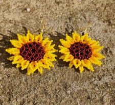 Beaded  Sunflower Women's Earrings 