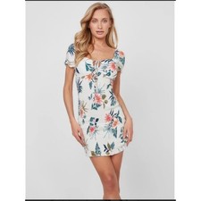 Guess Pamelia Floral Smocked Crepe Dress - Size XS