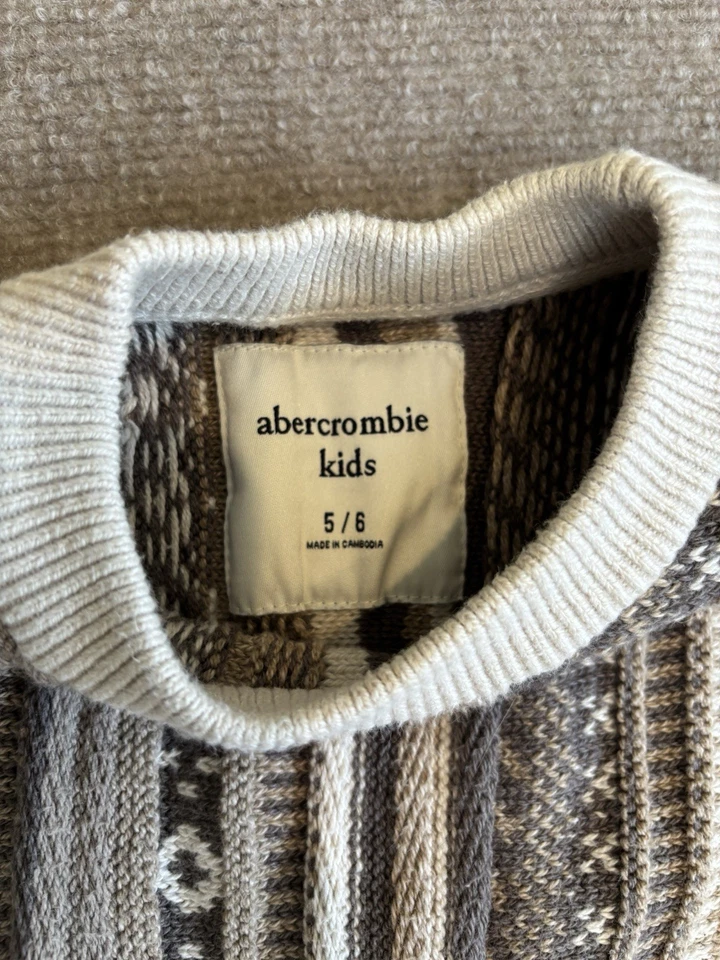 Abercrombie Kids Cable Knit Sweater Boys 5/6 Brown Crewneck Pullover Coogi - Image 3 of 4