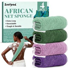 African Net Sponge Authentic-4 Packs African Exfoliating Net Sponge,Bath Spon...