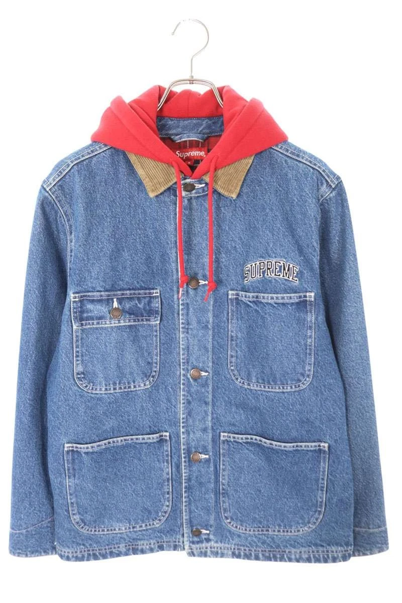 Taille Suprême : Manteau de corvée à capuche taille S veste en jean indigo 523052 BS99
