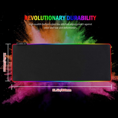RGB Gaming Mouse Mat Pad - Large Extended Led Mousepad with 14 Lighting Modes... - Picture 7 of 8