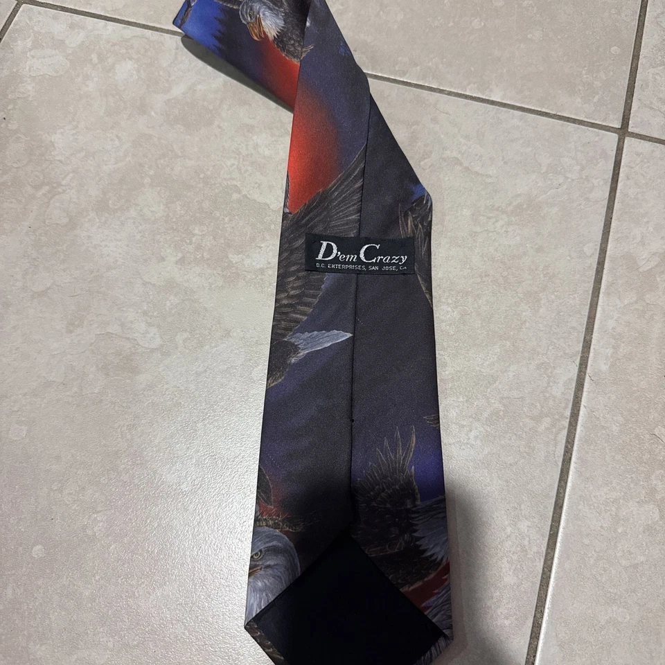 American Bald Eagle Patriotic Necktie Red Sky Design - Image 3 of 3