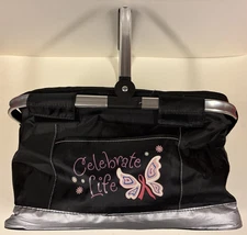 Insulated Cooler Beach Picnic Basket Aluminum Black butterfly  Collapsible