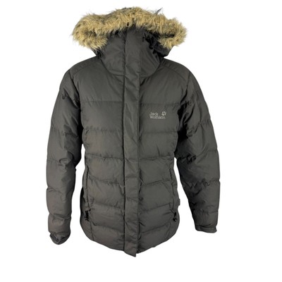 Jack Wolfskin Coat Medium Women's Grey Down Jacket Coat Full Zip Walking Hiking