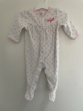 Carters Baby Girl Mommy's Little Angel Cozy Fleece Snap-Up Sleep & Play White 9M