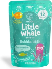 Mobi Little Whale Bubble Bath, Tropical Fruity Scent Kids Body Wash, Gentle Mois