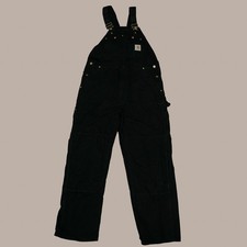 Vintage 90a Near DS Black Double Knee Carhartt Coveralls Size 38x32 USA Made
