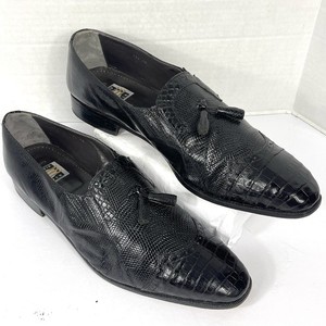 David Eden Men\'s Black Genuine Crocodile & Lizard Skin Slip-On Dress Loafers NEW David Eden Mens Genuine Crocodile& Lizard Loafer Shoes  main image 4