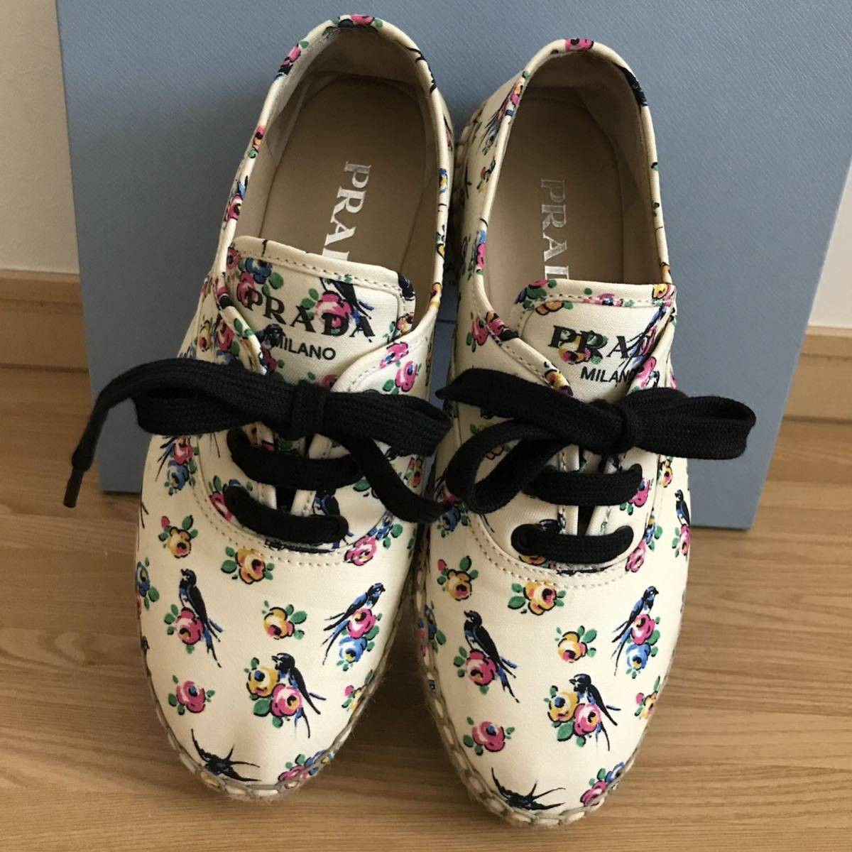 Prada Swallow Print Sneakers Size 36.5 EU 23cm