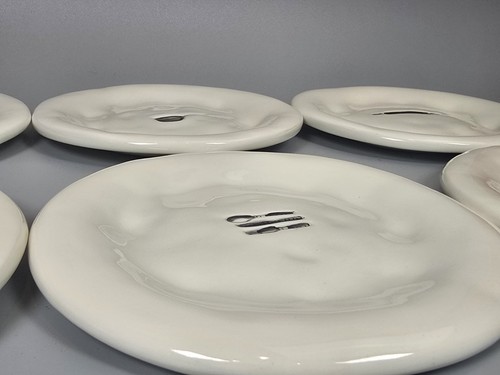 SET OF 6 Early Rae Dunn Dimpled Icon Appetizer Dessert Plates Magenta Stamp - Picture 9 of 11