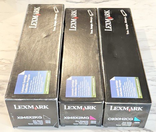Oryginalny zestaw kaset z tonerem Lexmark 3 szt. X945X2KG, X945X2CG i x945x2mg - Zdjęcie 3 z 4