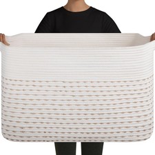 108L Extra Large Blanket Basket, 25 x16 x16 Rectangle Woven