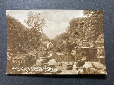 Jesmond Dene, Brücke & Wasserfall Newcastle on Tyne Echtfoto Postkarte U10