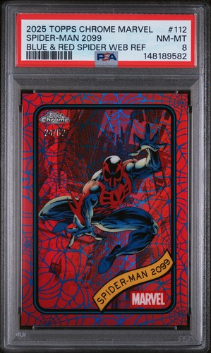 2025 TOPPS CHROME MARVEL #112 SPIDER-MAN 2099 24/62 PSA 8