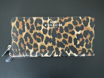 COACH PEYTON OCELOT PRINT ACCORDION ZIP AROUND WALLET (COACH F52158)