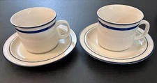 Vintage Elegance II Collection Japan Mariner Blue Set of 2 Coffee Mugs & Saucers