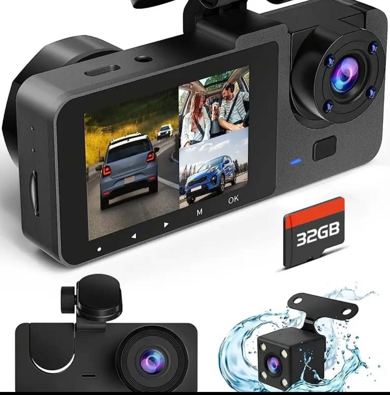 3 Channel 4K UHD Dash Cam with 24Hr Loop Recording for Cars-image