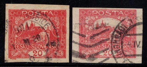 Czechoslovakia 1919 Hradcany Michel No 27U two color alternatives CV 240 EUR+