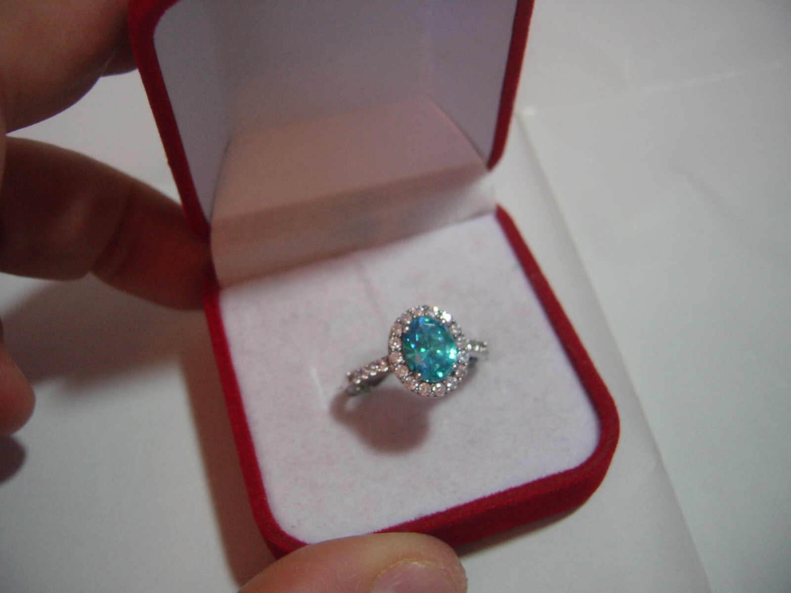 SUPERB BEAUTIFUL SOLID SILVER-RING-BRILLIANT DIAM… - image 1