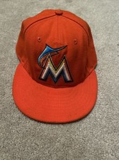 Miami Marlins Cap New Era Size 6 7/8 Fitted Orange MLB