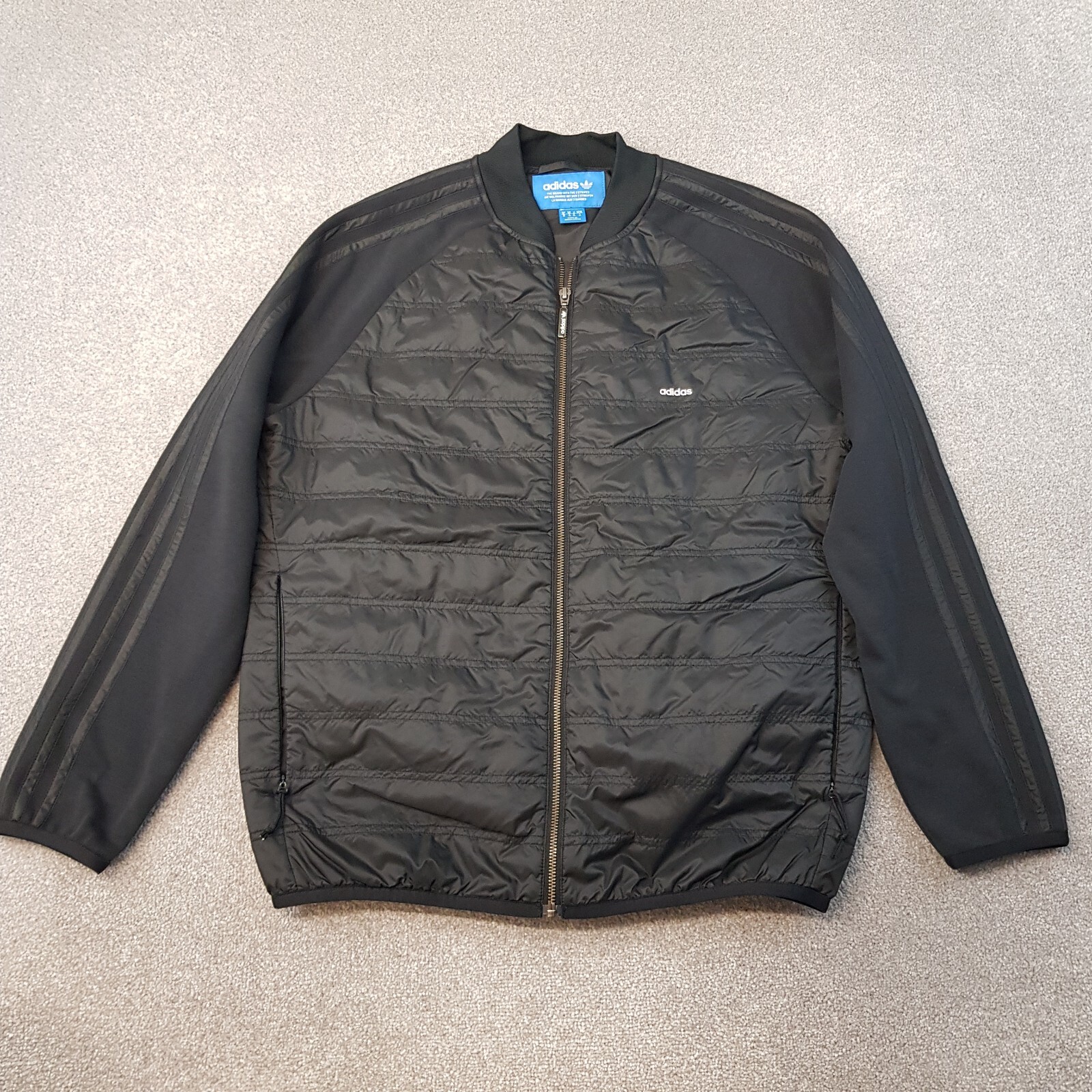 ALTRA Adidas Giacca Uomo Media Nera Trapuntata Imbottita Bomber Cappotto Originale SST Trifoglio