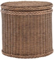 Rattan WäSchekorb -Truhe Stabiler Deckel WäSchesammler (Vintage Braun, Rund)