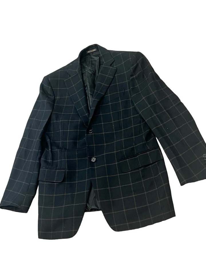 CHAQUETA BLAZER ABRIGO DEPORTIVO TRUSSINI LINEA NUOVA NEGRA CUADROS VENTANA 52 44 PECHO Foto 3 de 4