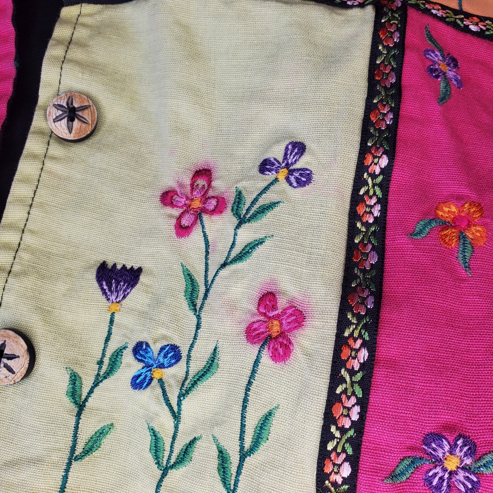 90s Patchwork Jacket Black Medium Patchwork Embro… - image 6