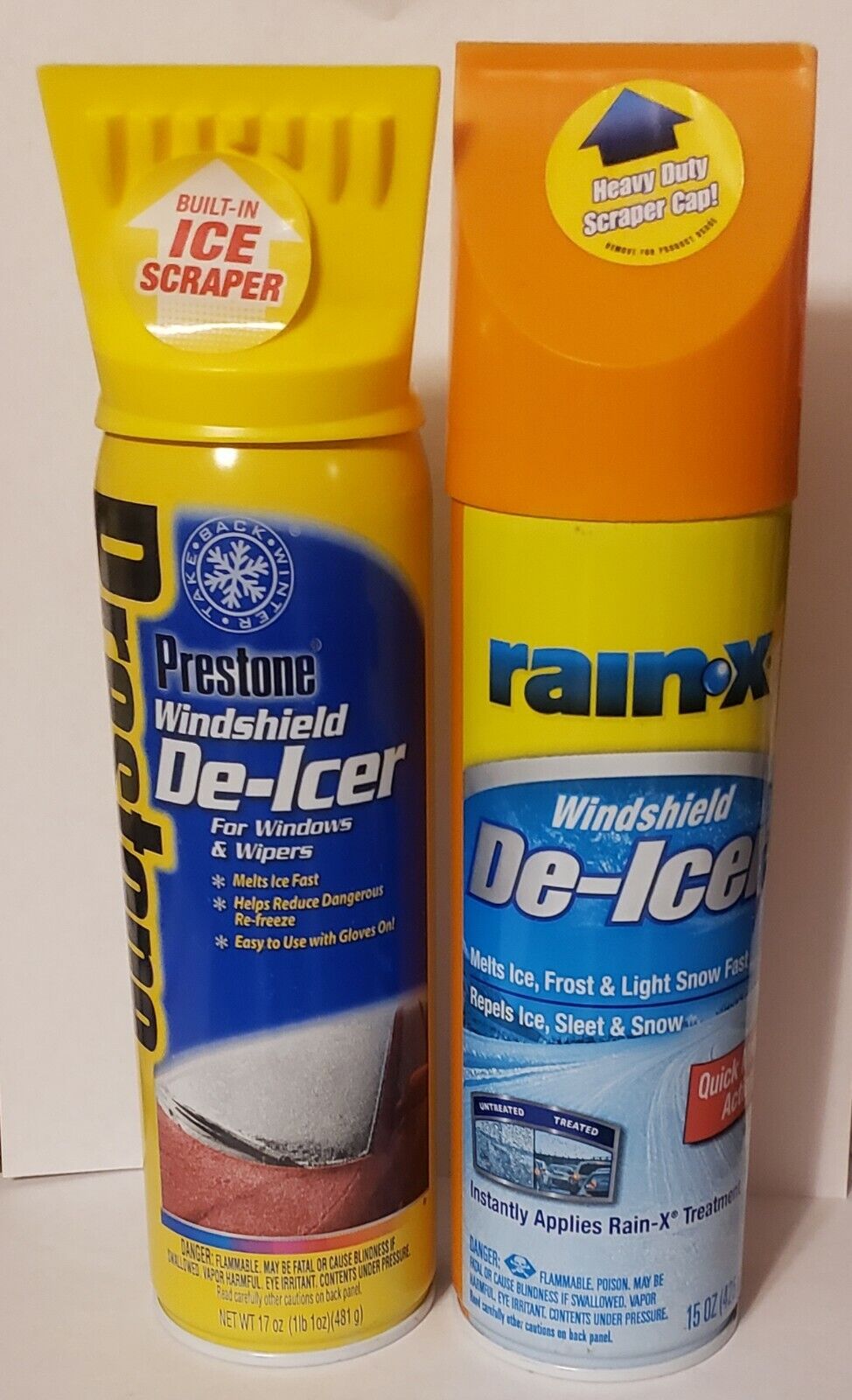 17 X 17oz Prestone & 1 X 15oz Rain-X Windshield De-Icer with Built in  Scraper