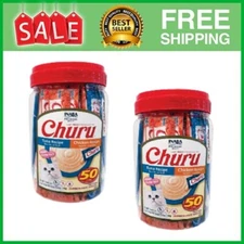 INABA Churu Creamy Cat Treats, 0.5 oz, 100 Tubes, Tuna & Chicken Variety
