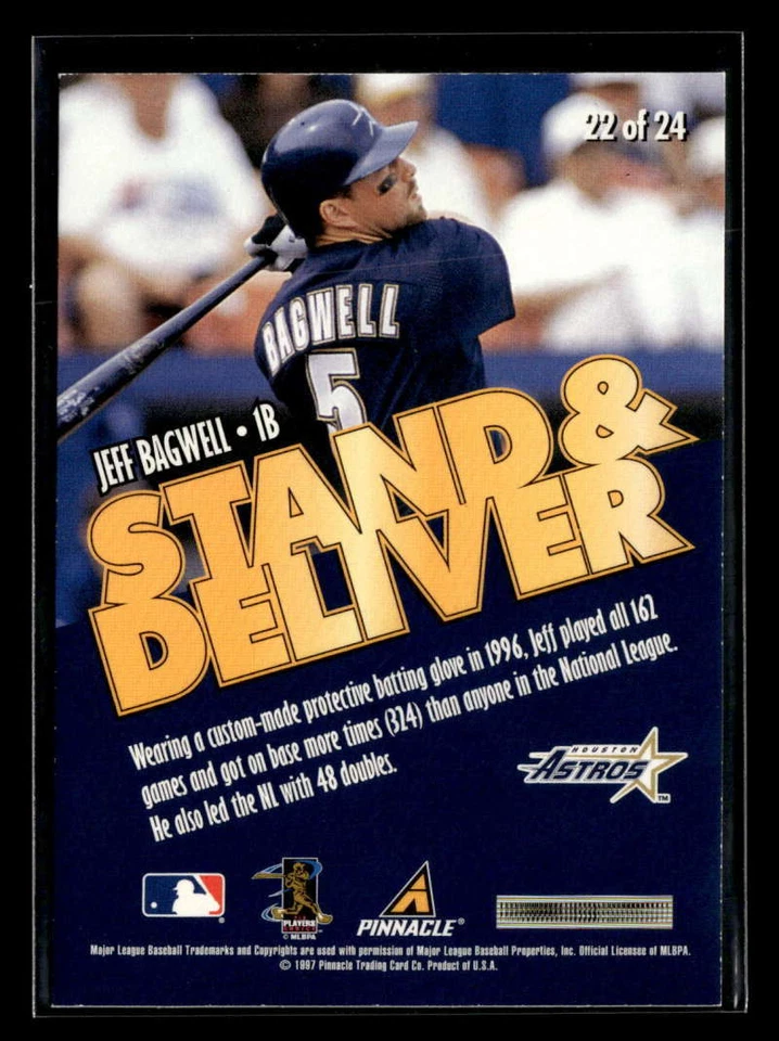 1997 Score Jeff Bagwell Stand Deliver Gold Silver Letters /225 #22 U2467 - Image 2 of 2