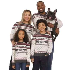 Lands' End Women's, Men's, Kids Family Holiday Sweater A42