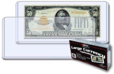 Pack 25 BCW Large Older Dollar Bill Currency Hard Plastic Rigid Topload Holders