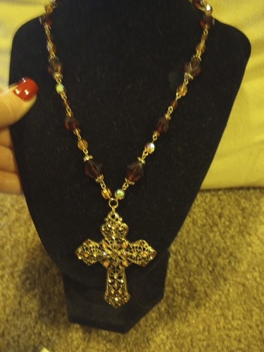Collana Robert Rose Vintage Mai Indossata. Con firma croce ambra e oro