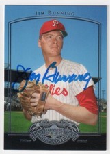 Jim Bunning Signed 2005 Upper Deck Past Time Pennants Card #40 HOF Autograph