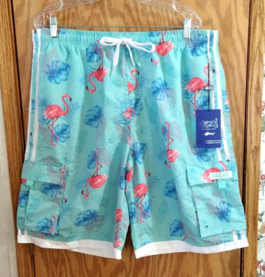Mens Uzzi Amphibious Gear Men's Flamingo Tropical Swim Trunks Size