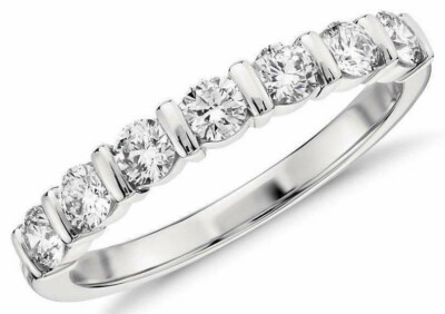 Real 14K White Gold 3/4Ct White Round Cut Cubic Zirconia Unique Wedding Band