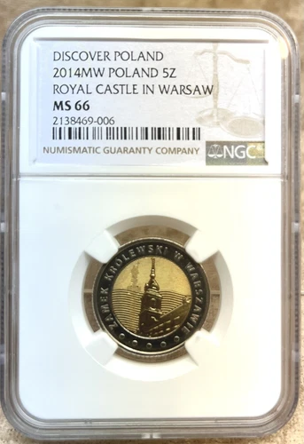 Poland 2014 MW 5 Zlotych NGC MS 66 Royal Castle In Warsaw High Grade