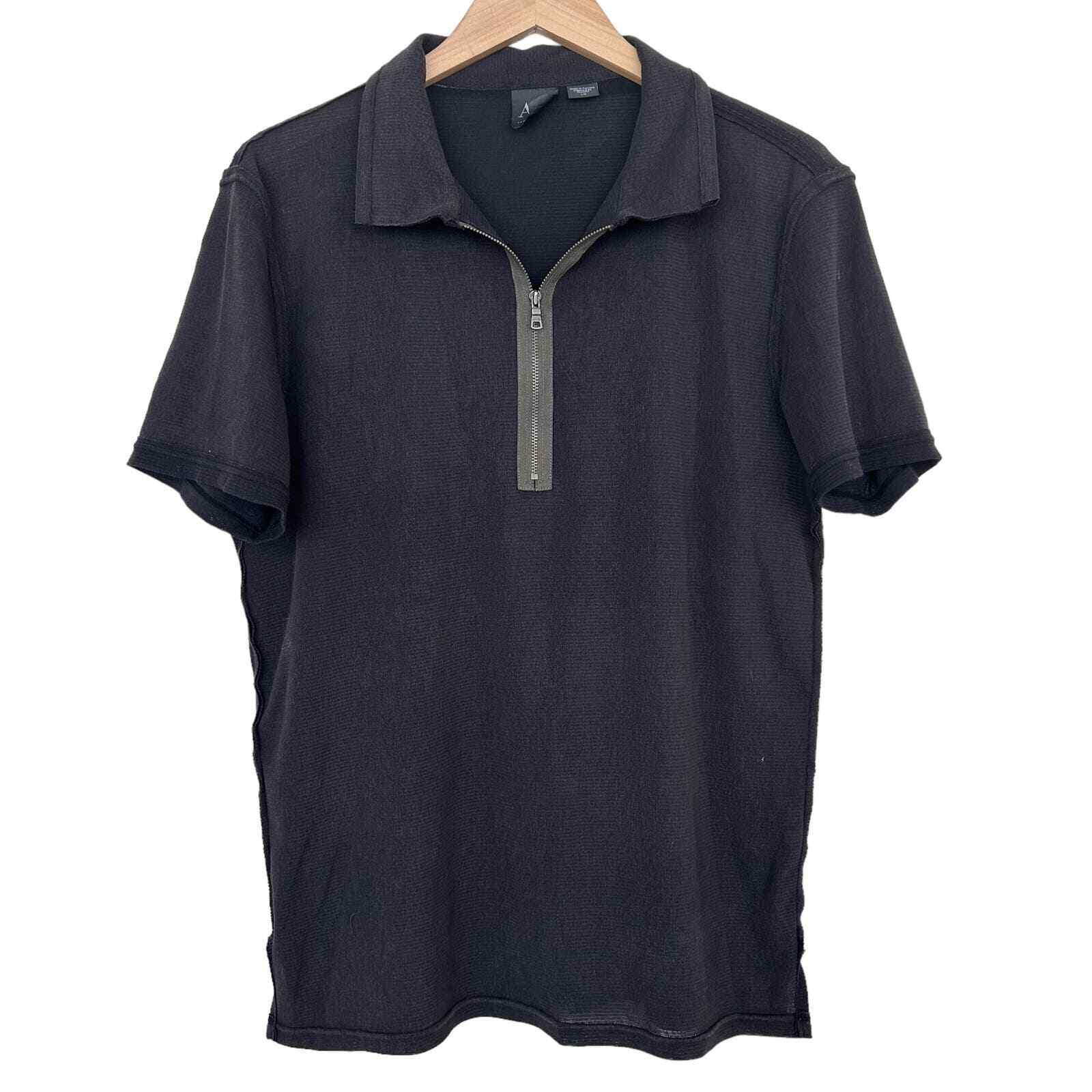 Armani Exchange Gray Quarter Zip Short Sleeve Pol… - image 1