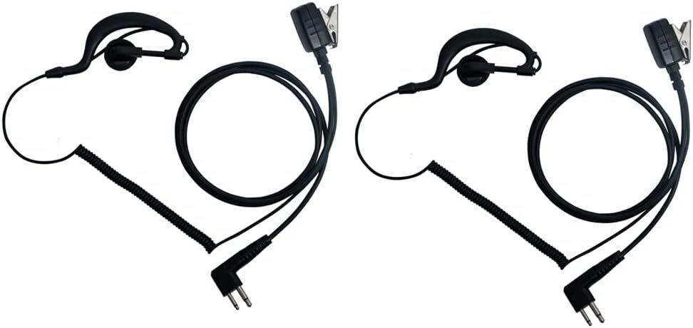 Walkie Talkie Headset With PTT Mic - 2 Pin Motorola Compatible Two-Way Radio Earpiece