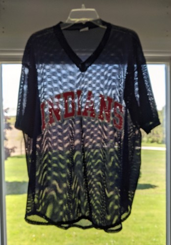 NEW Vintage 2001 Cleveland Indians XL True Fan TF Mesh Shirt Jersey spell out - Picture 6 of 10