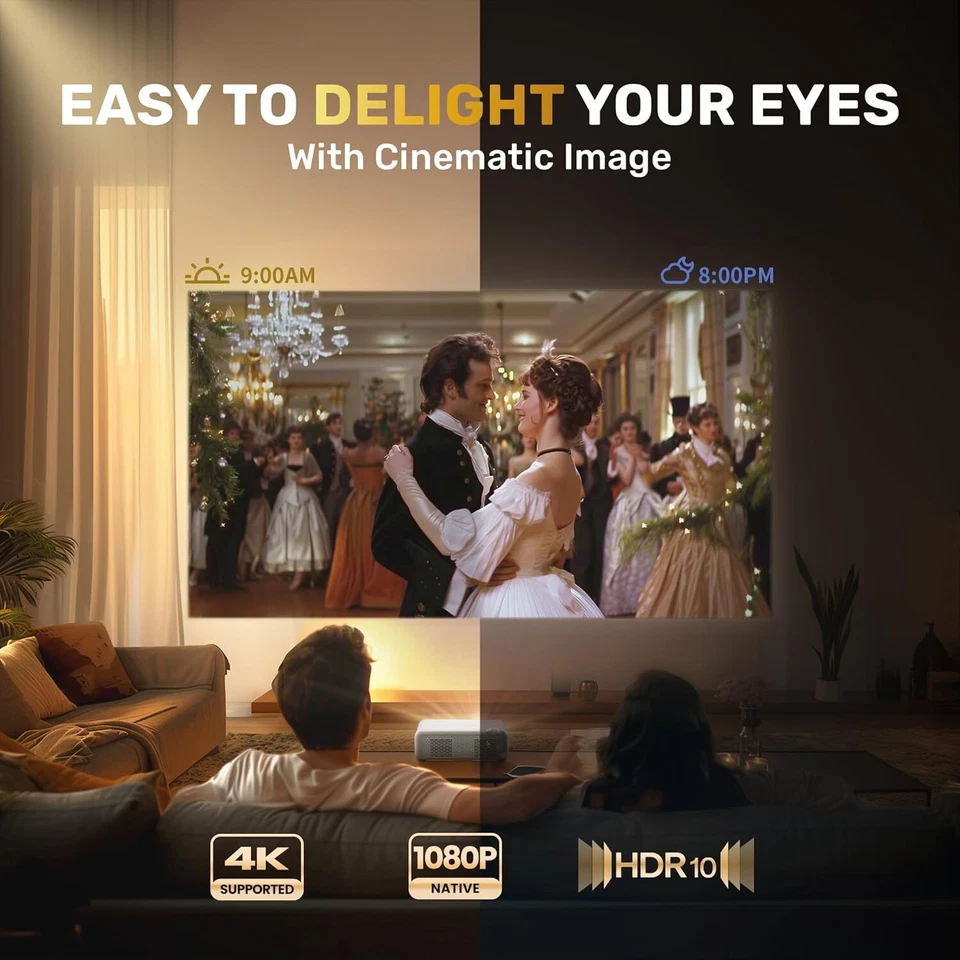 4K Smart 3D Projector DoIby 1080P 5G WiFi Bluetooth Video Home Theater HDMI USB - Image 4 of 4