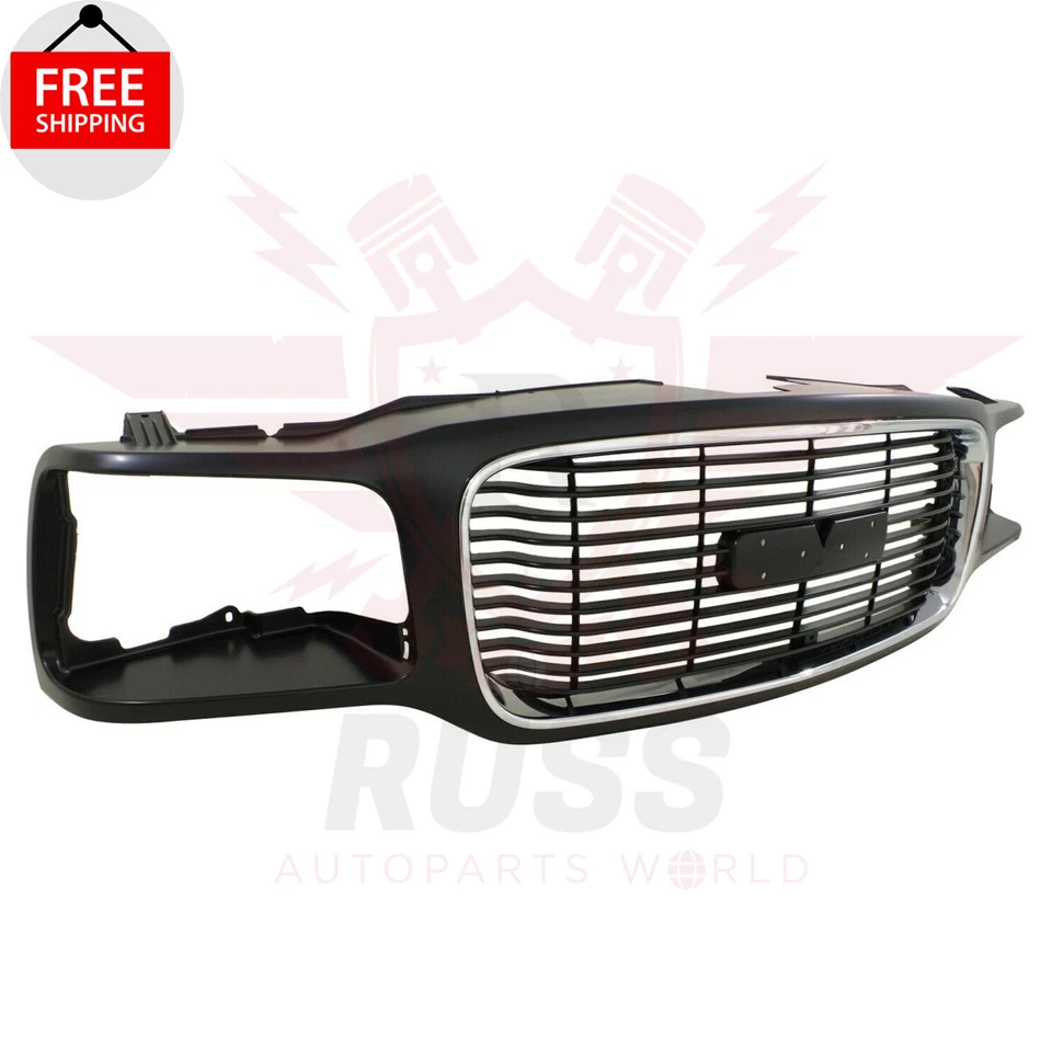New Front Grille Chrome Shell Black Insert Fits 1992-2000 GMC Yukon GM1200447 - Imagem 4 de 4
