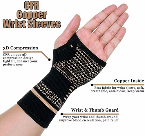 Copper Arthritis Compression Gloves Hand Wrist Support Joint Carpal Tunnel Pain* - Picture 7 of 22