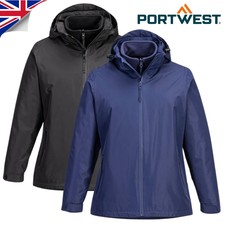 Portwest Women's 3-in-1 Waterproof Winter Fleece Hooded Jacket Outdoor Warm Coat